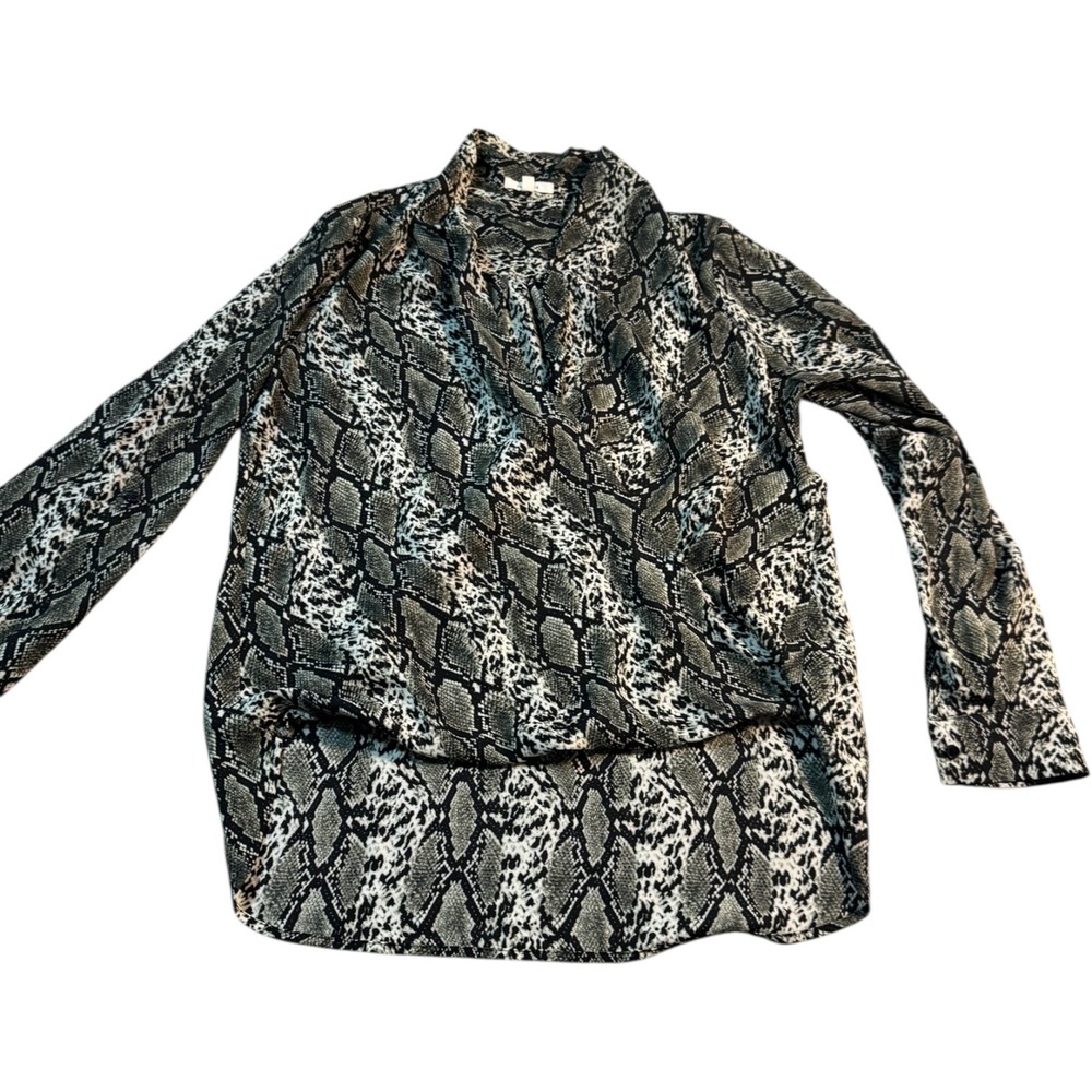 Pleione Snake Print‎ Long Sleeve Blouse Top Small Petite SP Animal
